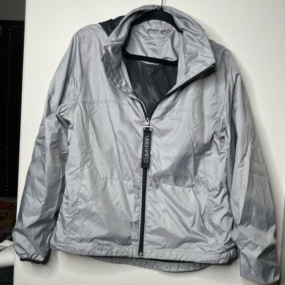 Calvin Klein Silver Windbreaker Jacket - Picture 1 of 4
